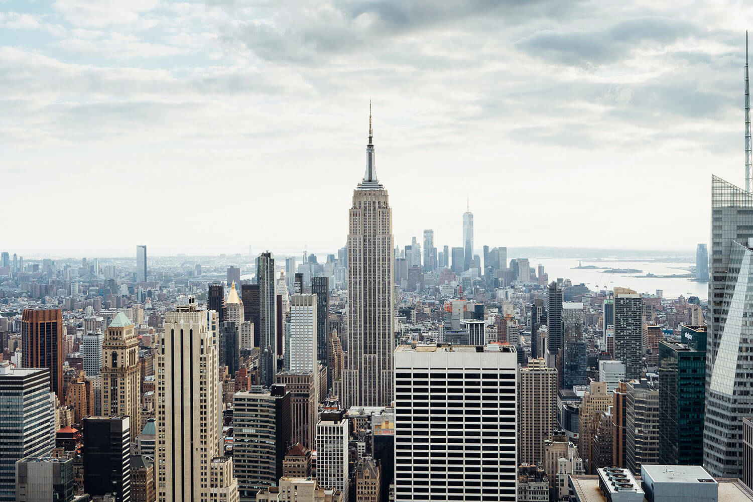 A shot of the New York city skyline featuring the Empire State building